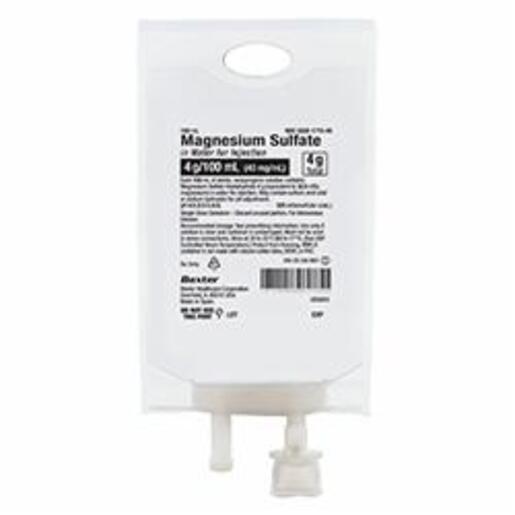 Magnesium Sulfate in Water for Injection, 4g / 100mL (40mg / mL) in VIAFLO Plastic Container. Liquid Premix.