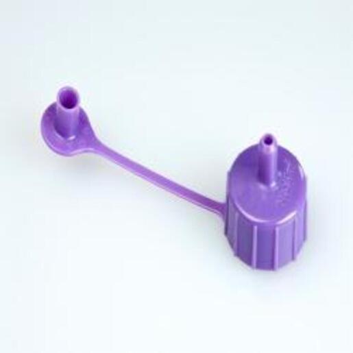 Pharmacy Bottle Cap, Size D, 24 mm. Purple. ENFit Syringe Compatible