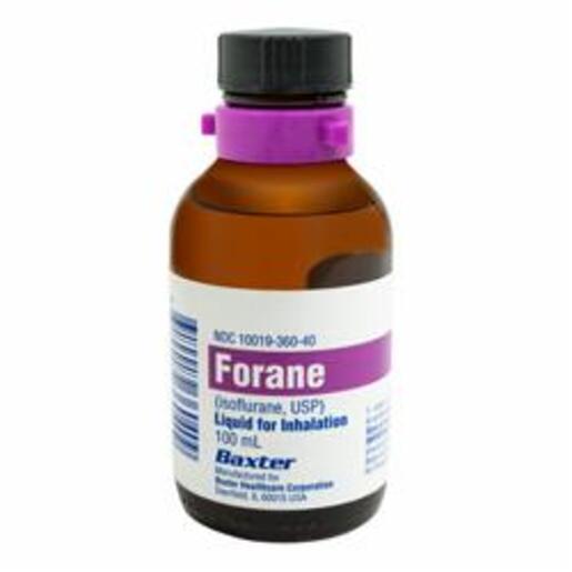 FORANE (isoflurane, USP) Liquid For Inhalation, 100 mL Amber Colored Glass Bottles.