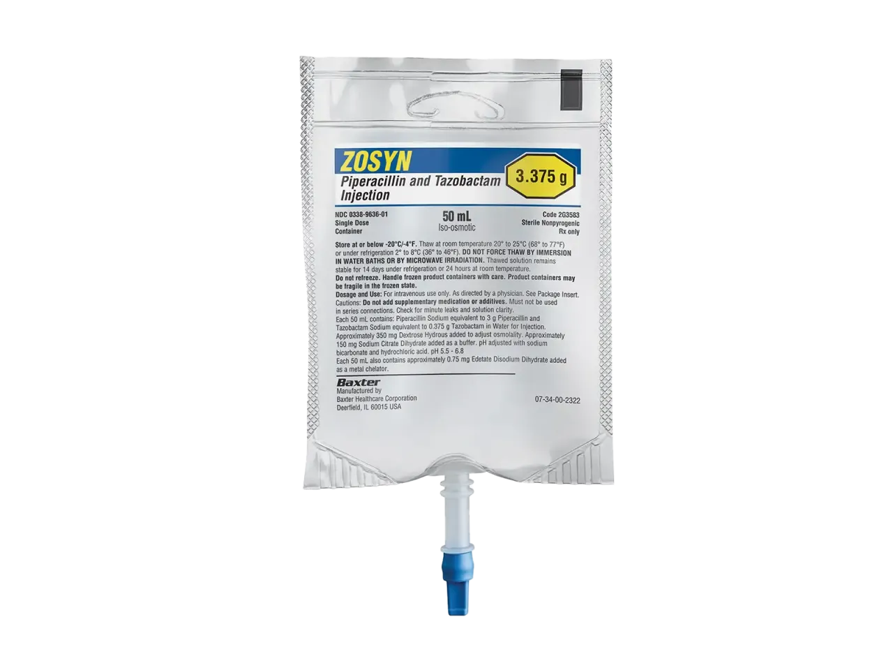 Zosyn Piperacillin and Tazobactam Injection, 3.375 g in 50 mL