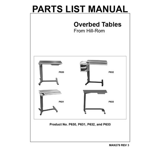 Service Manual, Overbed Table