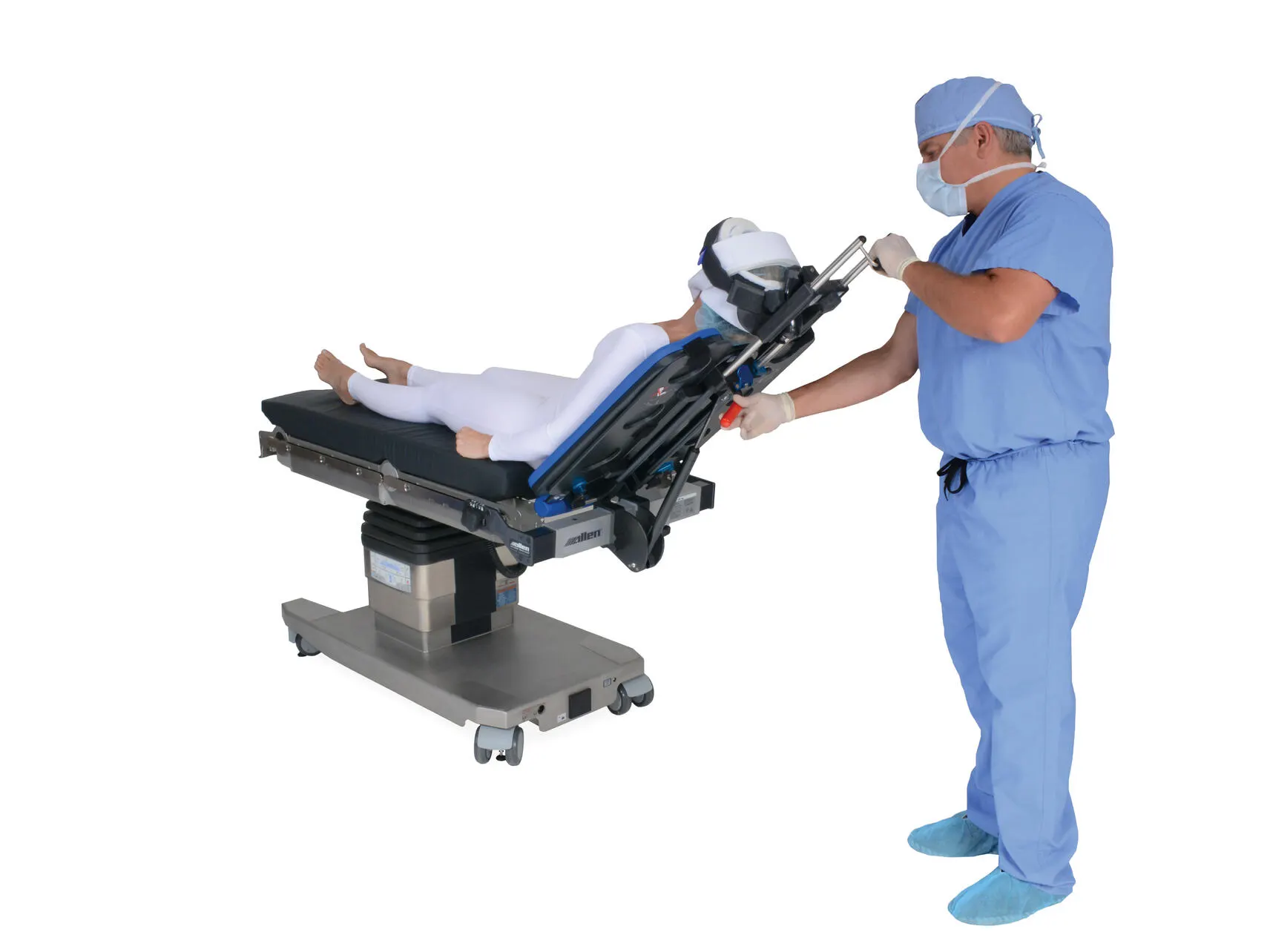 Allen Beach Chair with a patient being adjusted by a healthcare worker