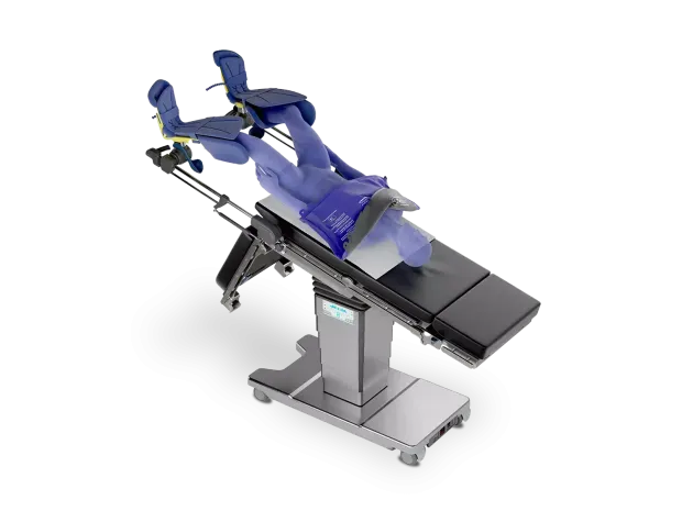 Rendering of patient in the Trendelenburg position with the WaffleGrip positioning system and warming blanket