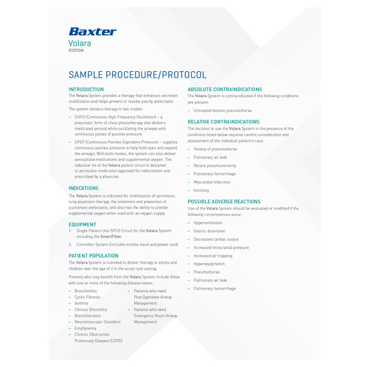 VOLARA PROCEDURE PROTOCOL