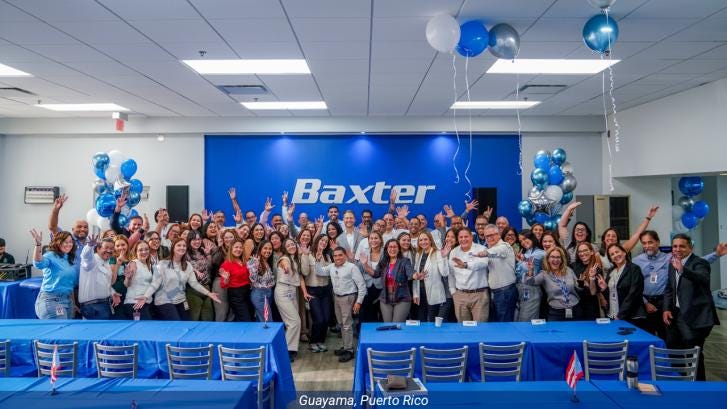 Baxter employees celebrate with balloons