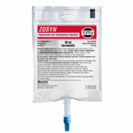 ZOSYN (Piperacillin and Tazobactam Injection) in GALAXY Container, 3.375g in 50mL, Single-Dose Plastic Container, Frozen Premix