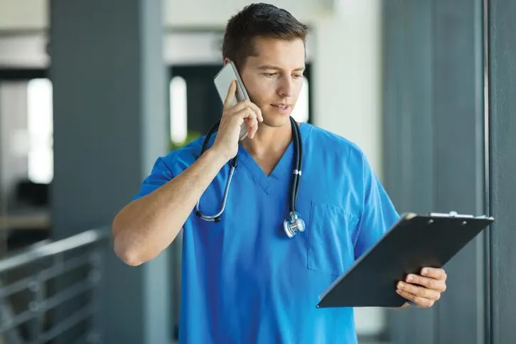 Caregiver on phone