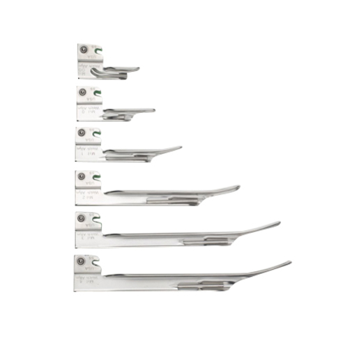 Miller #4 Fiber-Optic Laryngoscope Blade; Green Standard (ISO 7376), Stainless Steel