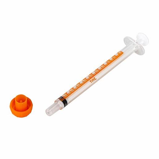 Oral / Enteral Syringe 1mL Clear. Tip Cap Included. Non Sterile