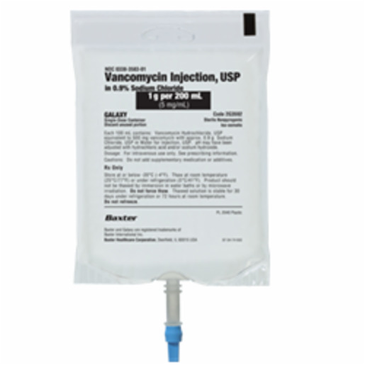 Vancomycin Injection, USP in 0.9% Sodium Chloride, 1g/200 mL in GALAXY Plastic Container. Frozen Premix.