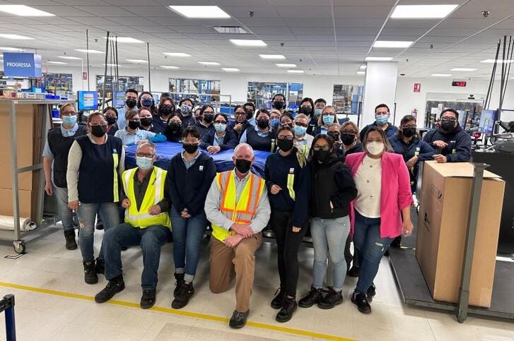 The Monterrey, Mexico assembly team poses with the new Progressa+ surface
