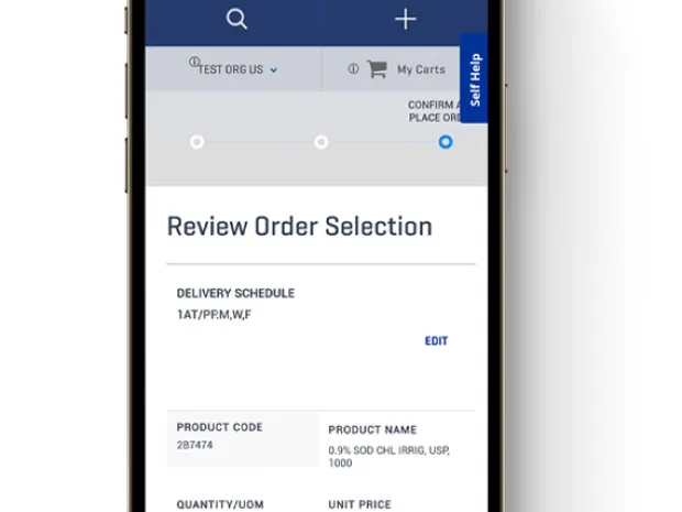 A mobile phone is shown with the Baxter eServices Portal dashboard