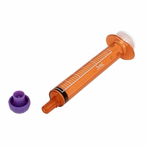 Oral / Enteral Syringe 3mL Amber. Tip Cap Included. Non Sterile