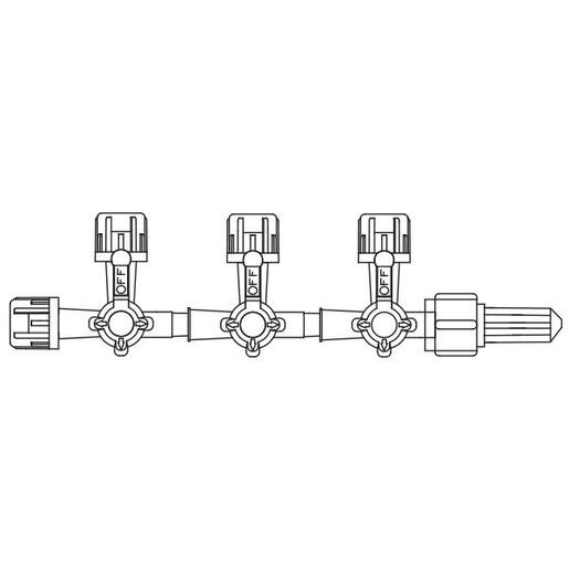 Stopcock Manifold, Three Gang 4-way Large Bore (lipid resistant) with Rotating Male Luer Lock Adapter