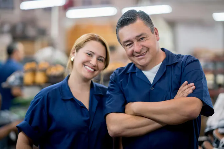 Baxter employees in a factory