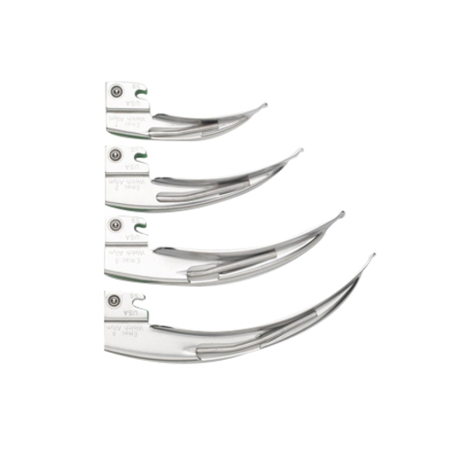 English MacIntosh #4 Fiber-Optic Laryngoscope Blade, Green Standard (ISO 7376), Stainless Steel