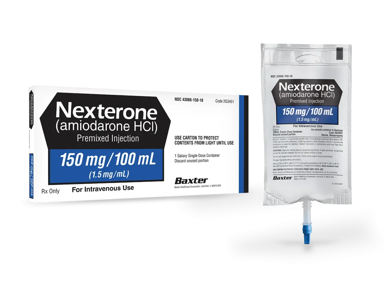 Nexterone amiodarone HCl premixed injection, 150 mg per 100 mL