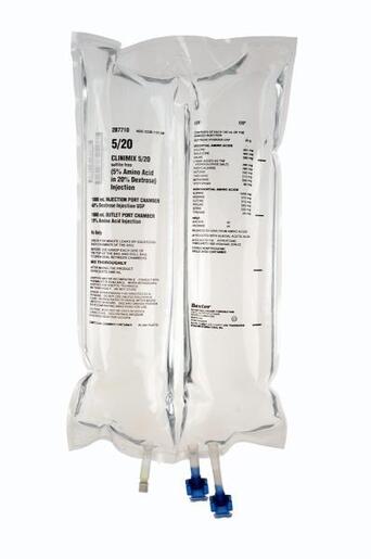 CLINIMIX 5/20 sulfite-free (5% Amino Acid in 20% Dextrose) Injection, 2000 mL in CLARITY Dual Chamber Container