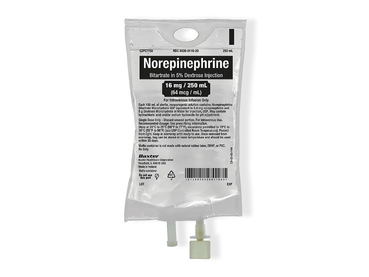 Norepinephrine Bitartrate in 5% Dextrose injection, 16 mg per 250 mL