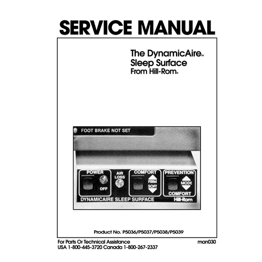 Service Manual, Dynamic Sleep Sur. Mat
