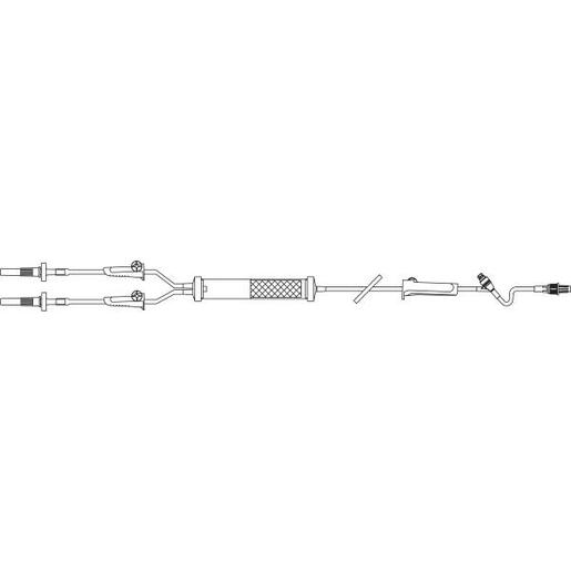 Y-Type Blood/Solution Set with Standard Blood Filter 170 to 260 Micron, CLEARLINK Valve, Retractable Collar, 10 drops/mL, 112 (2.8 m)