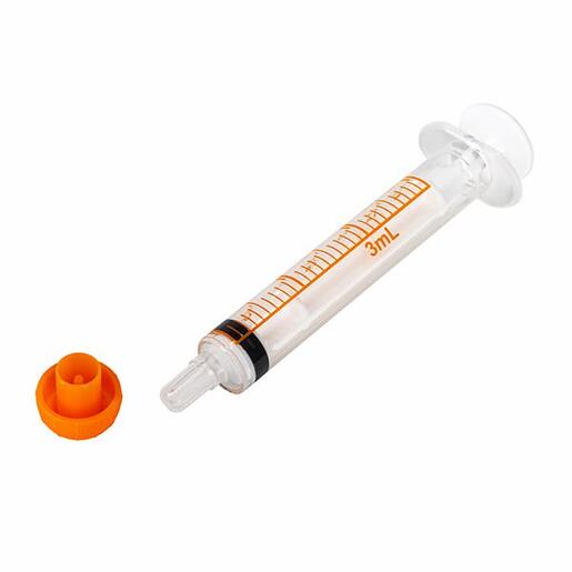Oral / Enteral Syringe 3mL Clear. Tip Cap Included. Non Sterile