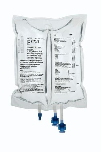 CLINIMIX E 2.75/5 sulfite-free (2.75% Amino Acid with Electrolytes in 5% Dextrose with Calcium) Injection, 1000 mL in CLARITY Dual Chamber Container