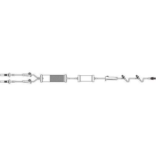 Y-Type Blood/Solution Set with Standard Blood Filter 170 to 260 Micron and Pressure Pump, 2 CLEARLINK Luer Activated Valves, 15 drops/mL, 98 (2.5 m)