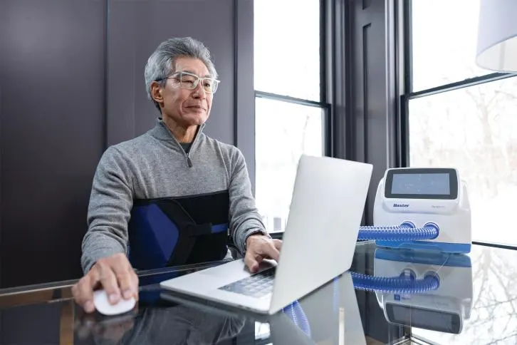 Patient at home receiving respitory therapy