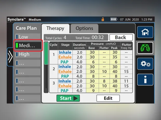 Synclara therapy selection screen