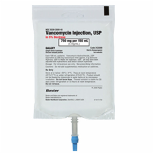 Vancomycin Injection, USP  in 5% Dextrose, 750 mg/150 mL in GALAXY Plastic Container. Frozen Premix.