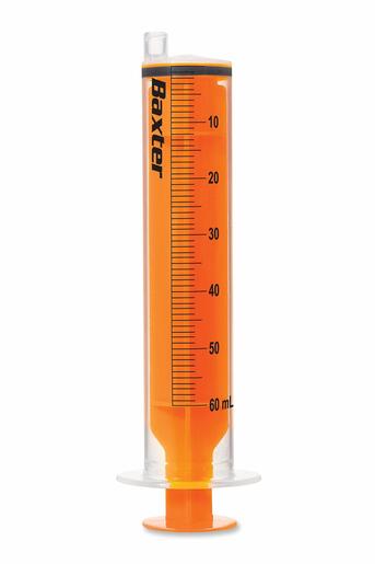 Enteral Syringe with ENFit Connector 60 mL, Clear with orange plunger