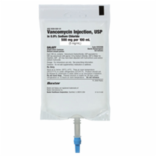 Vancomycin Injection, USP in 0.9% Sodium Chloride, 500 mg/100 mL, GALAXY Plastic Container. Frozen Premix.
