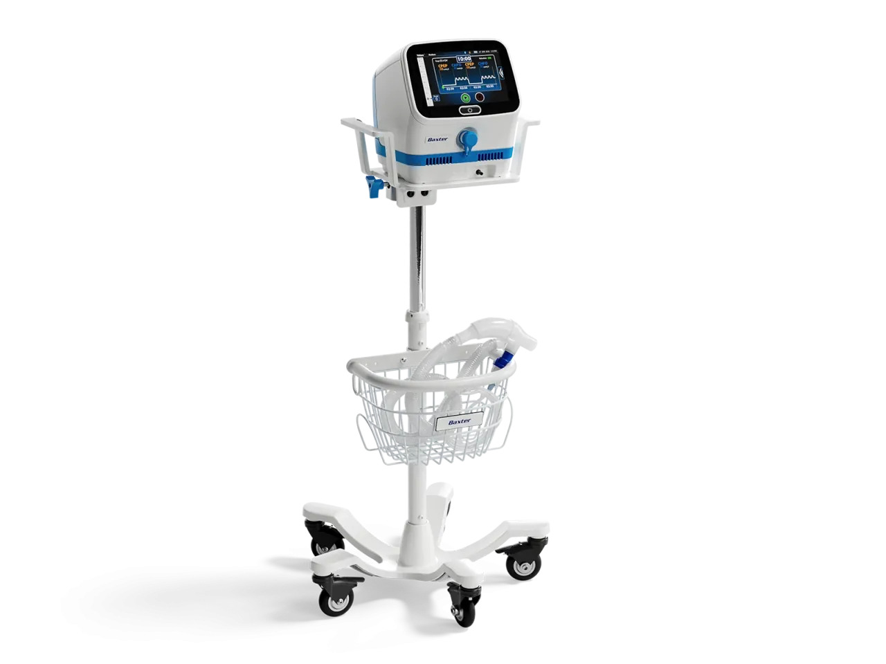 The Volara acute respiratory system on a hospital stand