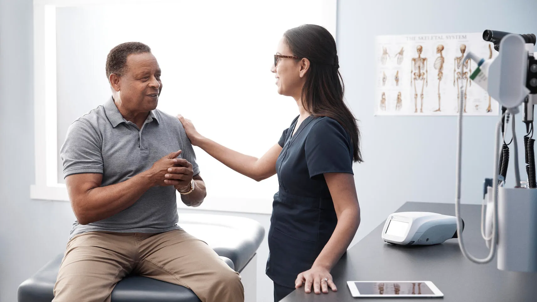 Patient talking with clinician
