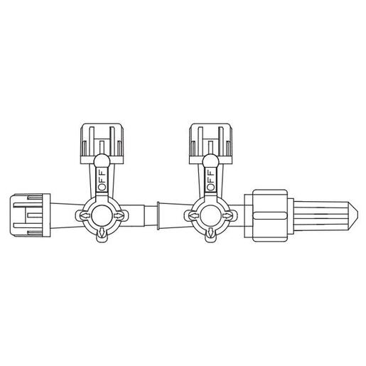 Stopcock Manifold, Two Gang 4-way Large Bore (lipid resistant), Rotating Male Luer Lock Adapter