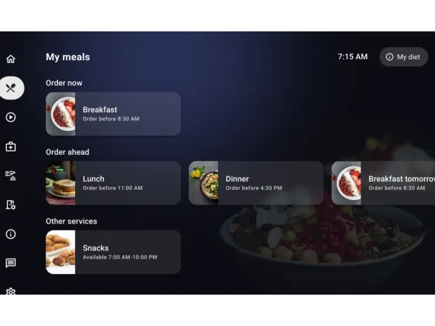 App screen showing meal ordering