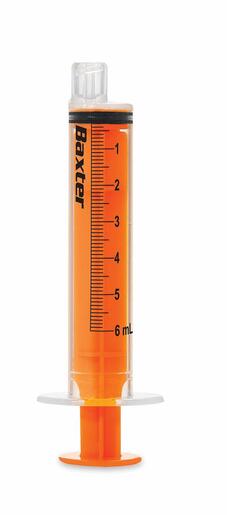 Enteral Syringe with ENFit Connector 6 mL, Clear with orange plunger