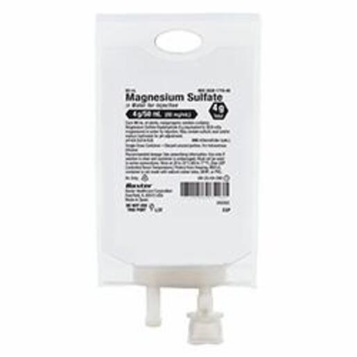Magnesium Sulfate in Water for Injection, 4g / 50mL (80mg / mL) in VIAFLO Plastic Container. Liquid Premix.