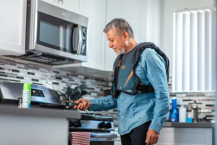Man wearing the Monarch respiratory vest