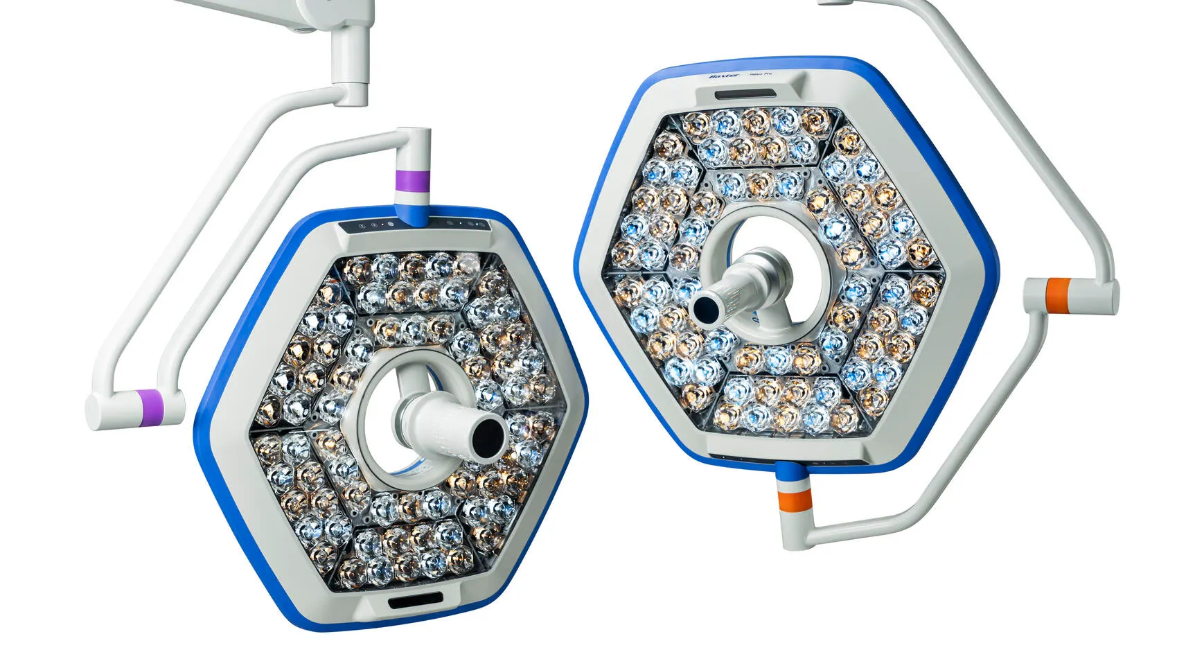 Two Helux Pro Surgical Lights are shown side by side.